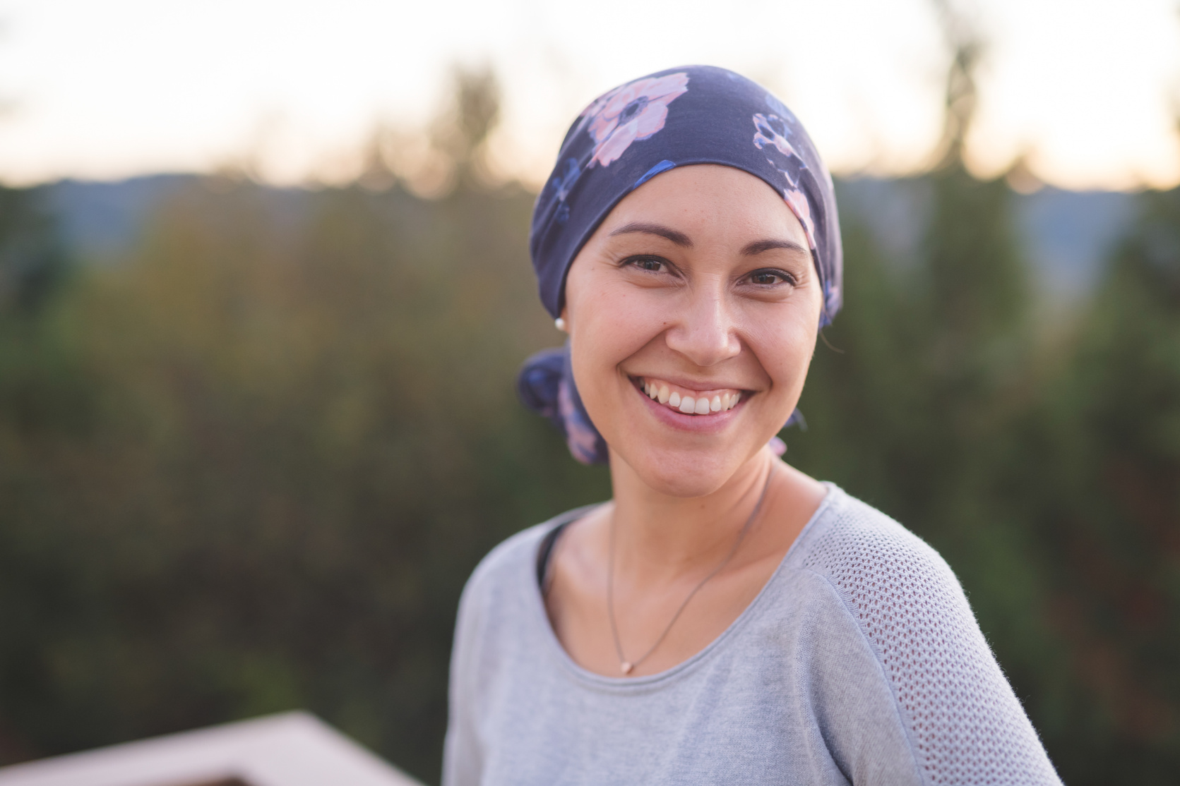 Beautiful Ethnic Woman with Cancer Smiles